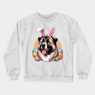 Central Asian Shepherd Dog with Bunny Ears Welcomes Easter Crewneck Sweatshirt